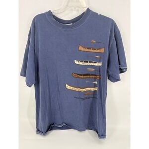 Smithsonian Institution Canoe T Shirt Large Blue Graphic Print‎ Short Sleeve